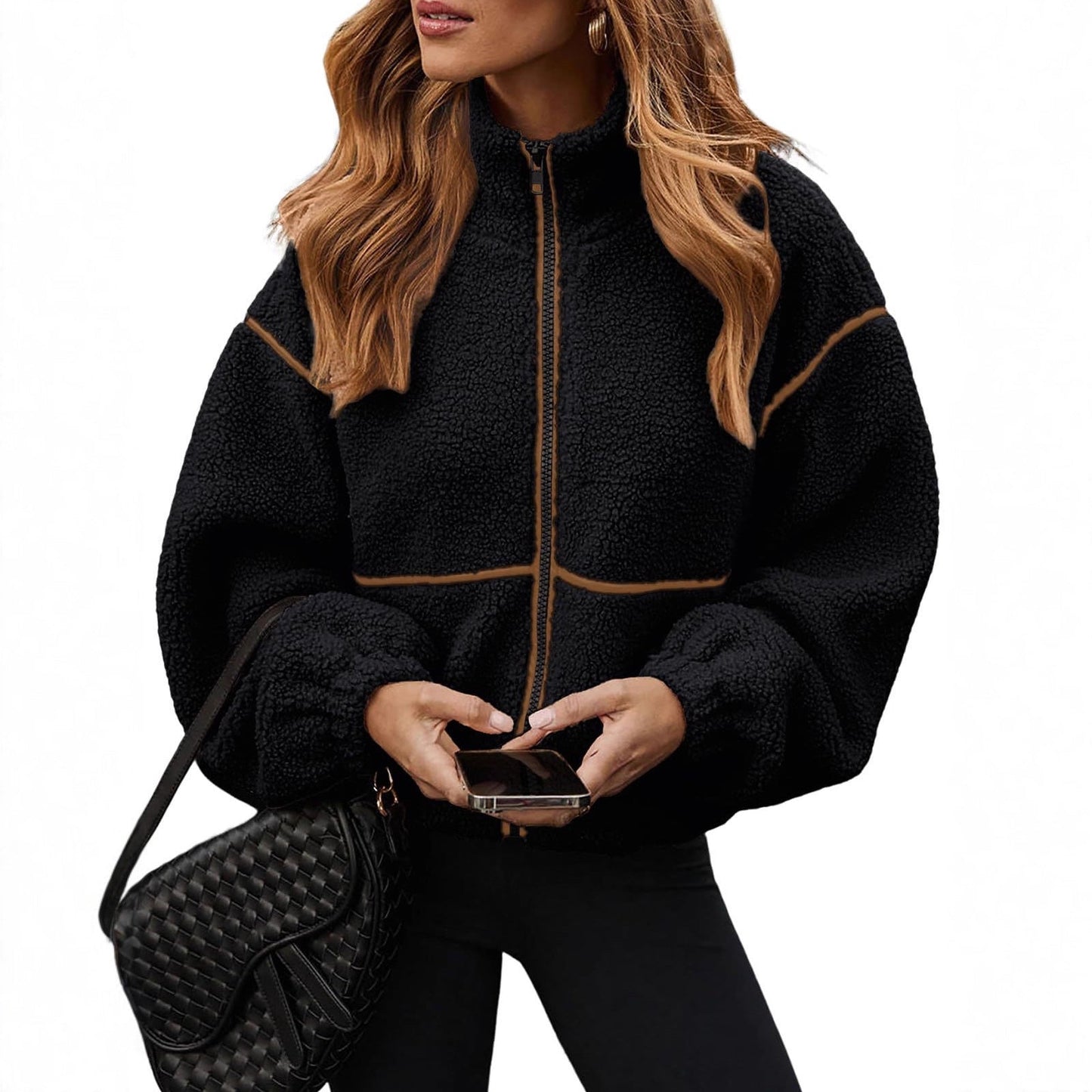 Dames Teddy Fleece Jas Warm Modern Design met Rits