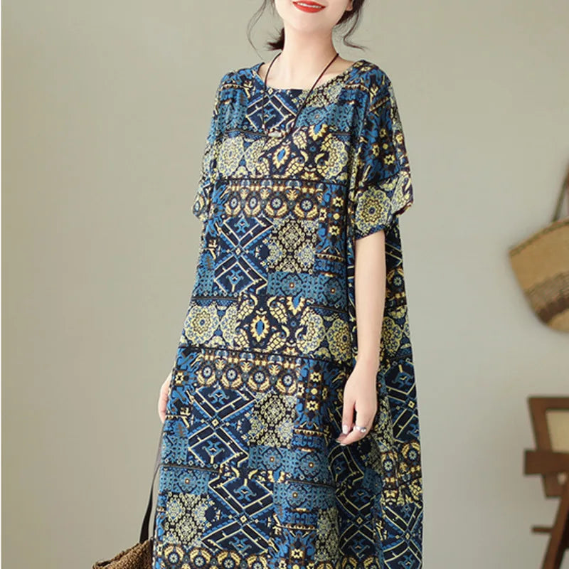 CocoLuxe Retro Midi Jurk met Zakken