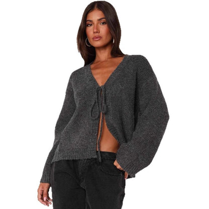 Dames Gebreide Vest met Striksluiting Elegante Stijl