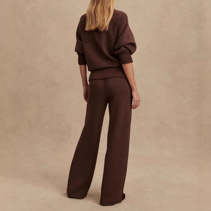 Dames Gebreide Set Tweedelig met Broek en Trui