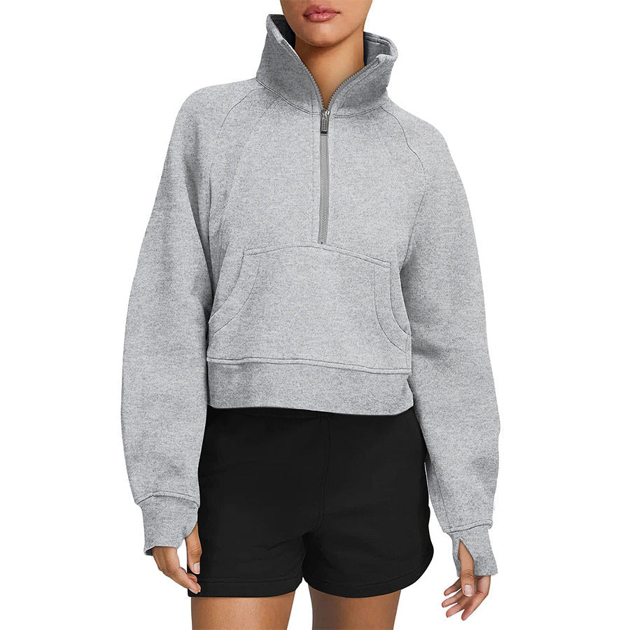 Dames Sweatshirt Sportief Comfortabel met Halve Rits