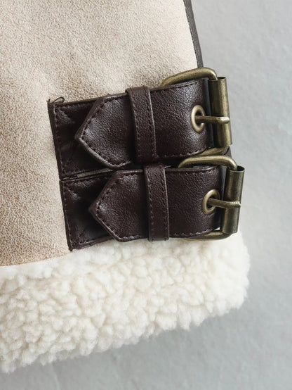 Dames Teddy Bodywarmer Zacht met Aviator Details