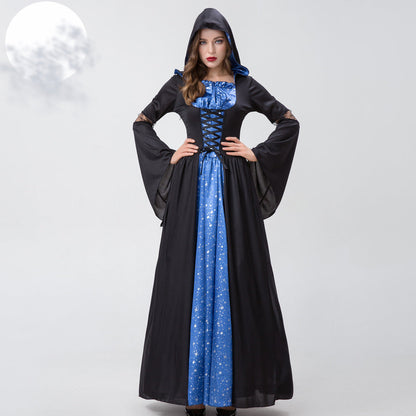 Dames Middeleeuwse Jurk met Kapuchon Medieval Stijl