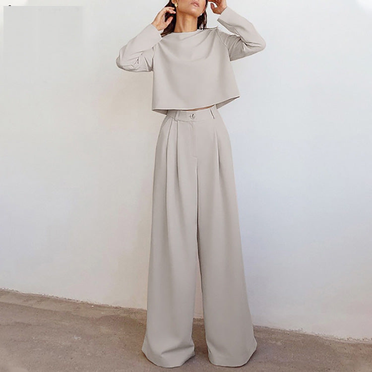 Dames Co-ord Set Lange Mouw Top Wijde Broek Devani