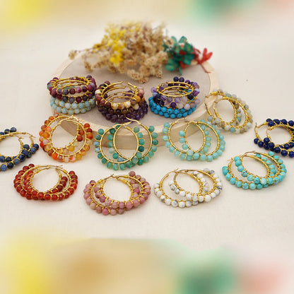 Grote Creolen Oorbellen met Natuurkristal Boho Stijl - Mode Vibes