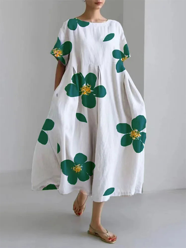 Lente Jurk voor Dames Rond Hals Losse Bloemenjurk Zomer - Mode Vibes
