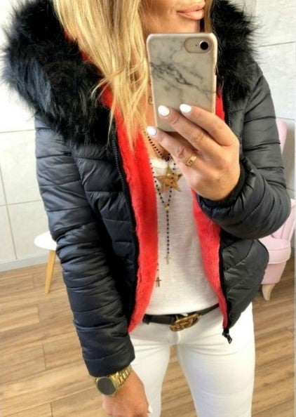 Dames Winterjas Gewatteerd met Faux Fur Capuchon Warm en Stijlvol