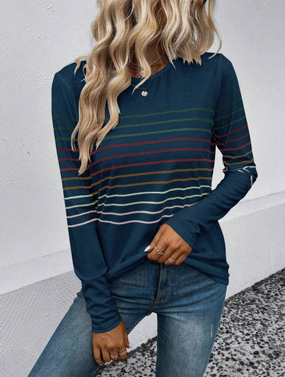 Dames T-shirt Lange Mouwen Streepjes Basic Stijlvol