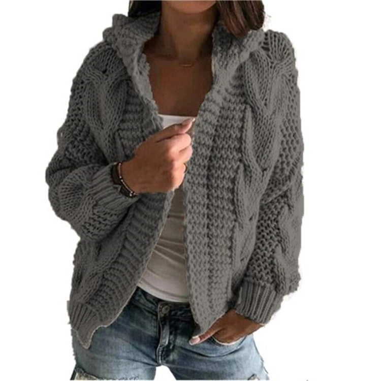 Dames Vest met Capuchon Gebreid Kabelpatroon
