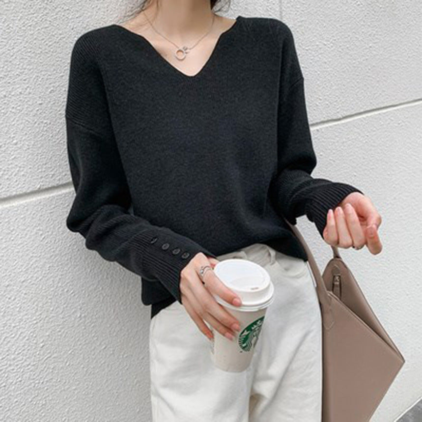 Dames Trui Oversized V-hals Comfortabel met Knoopjes