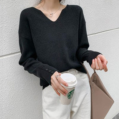 Dames Trui Oversized V-hals Comfortabel met Knoopjes