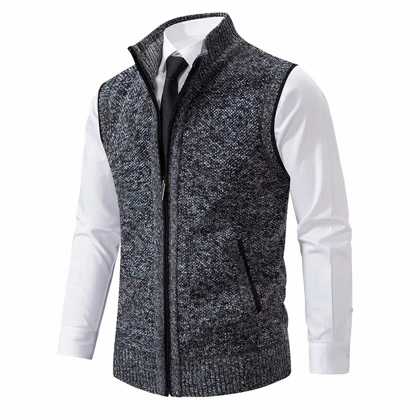 Heren Gebreide Zip-Up Gilet met Zakken