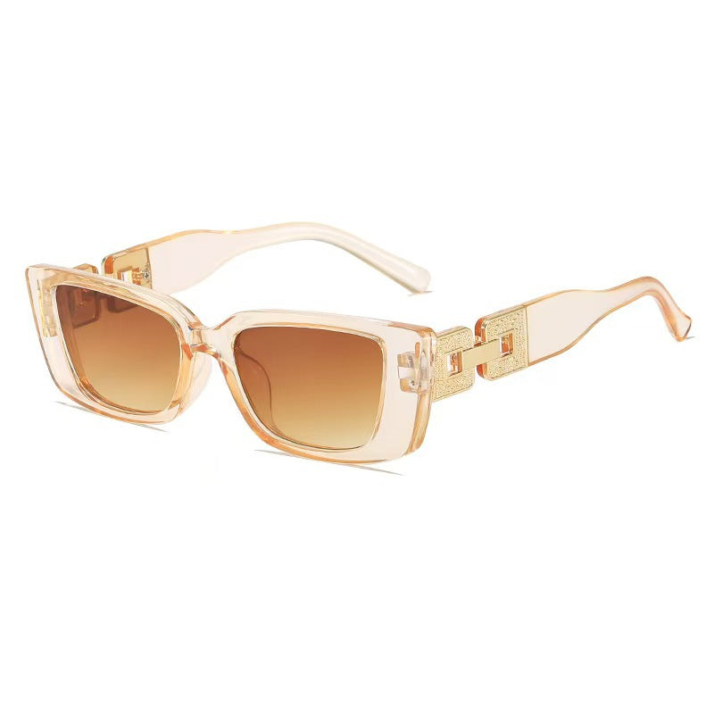 Dames Zonnebril Vierkant Montuur Goudkleurig Frame