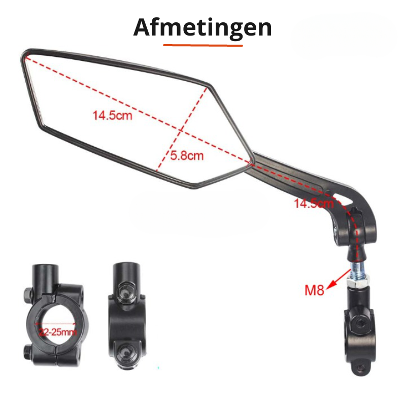 Bromfietsspiegel FlexiView voor Veilig Fietsen