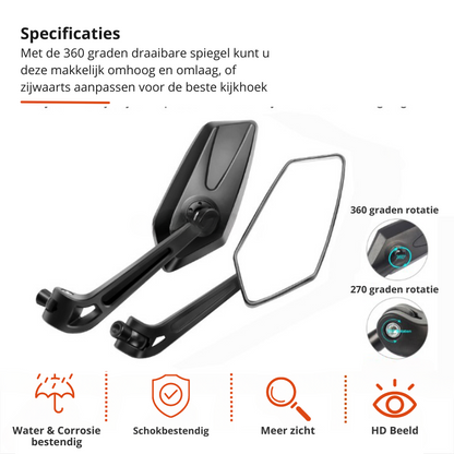 Bromfietsspiegel FlexiView voor Veilig Fietsen