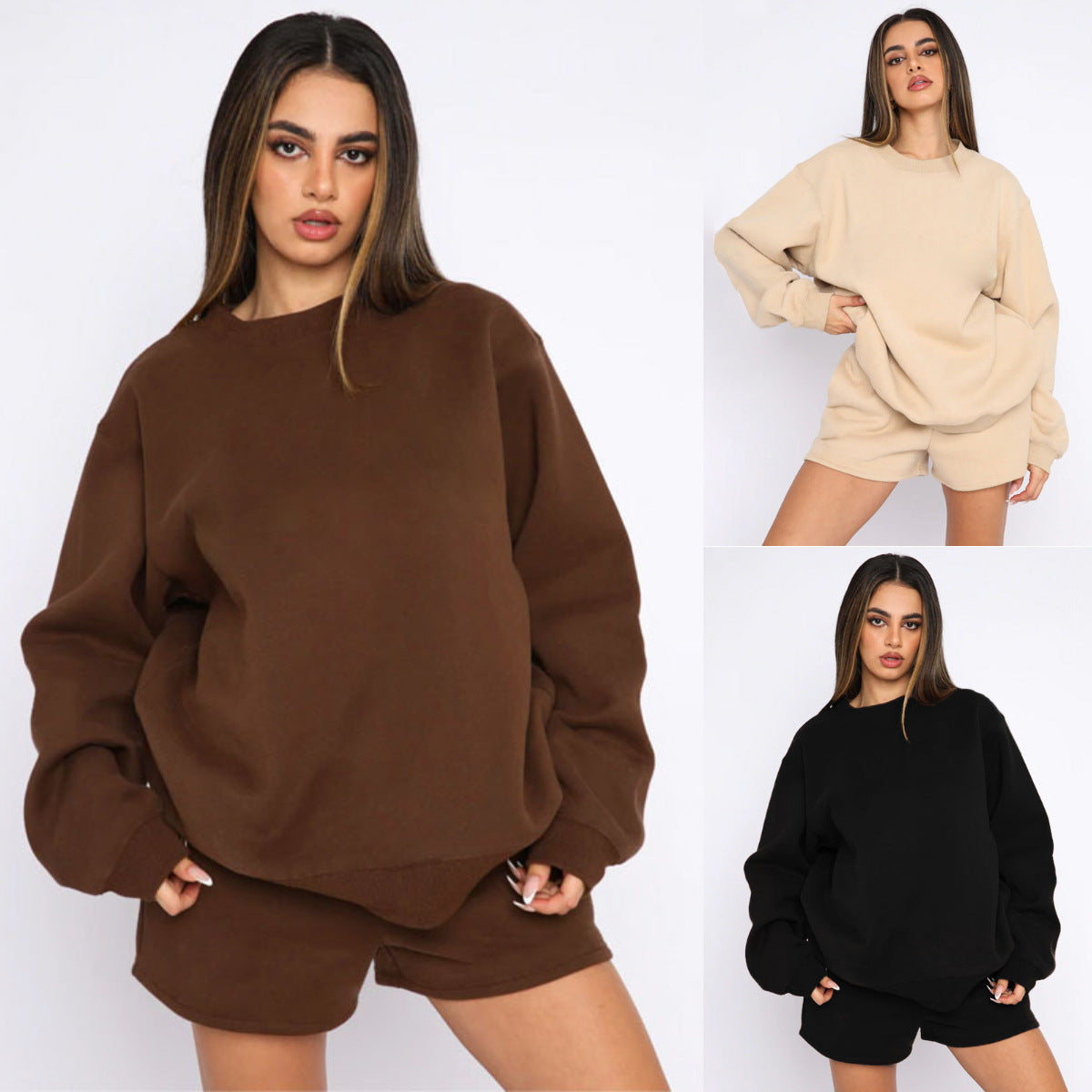 Dames Sweater Short Set Comfy Tweedelig Zomeroutfit