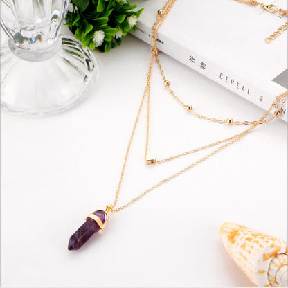 Edelsteen Ketting Natuurlijke Kristal Hexagon Aurora