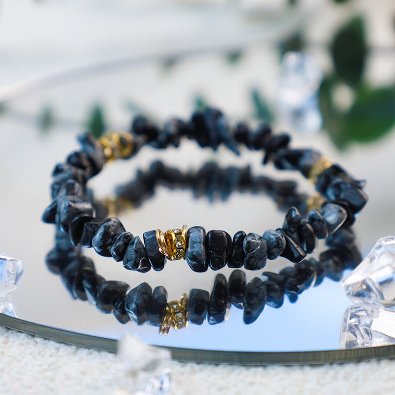 Natuursteen Armband met Kristallen en Kralen Zwart Celine