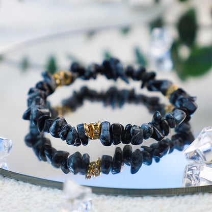 Natuursteen Armband met Kristallen en Kralen Zwart Celine