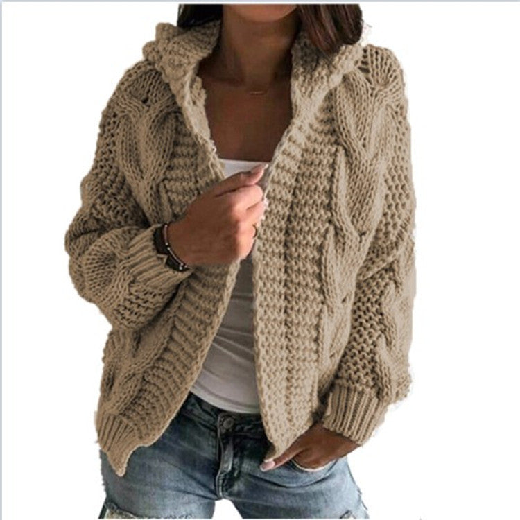 Dames Vest met Capuchon Gebreid Kabelpatroon