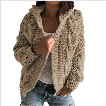 Dames Vest met Capuchon Gebreid Kabelpatroon