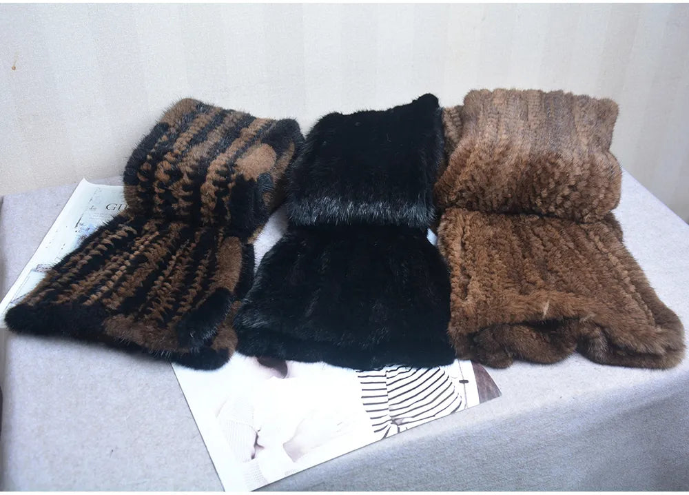Gebreide Sjaal Warm en Stijlvol Nertsbont Look