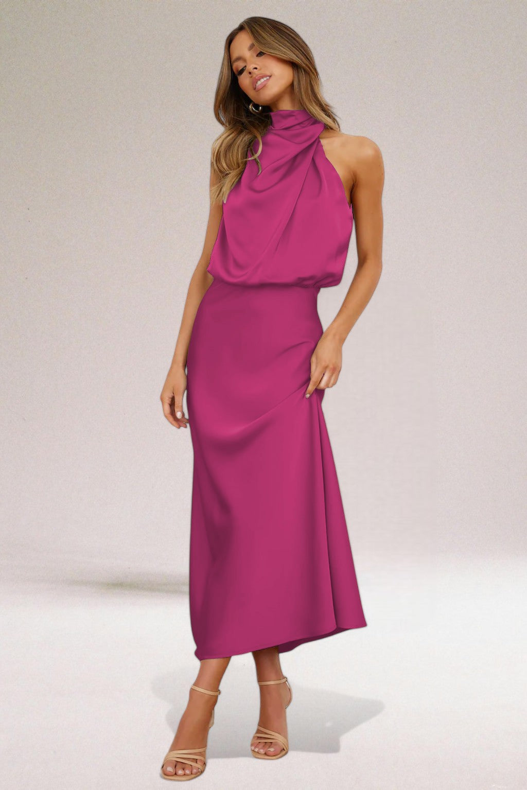 Flavia | Glamoureuze Satijnen Halter Jurk voor Dames