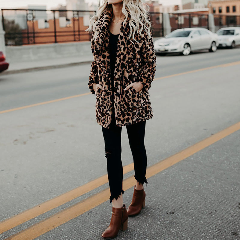 Dames Faux Fur Jas Leopard Print Luxe Blancha