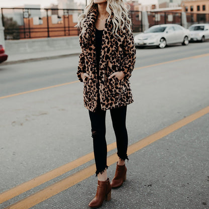Dames Faux Fur Jas Leopard Print Luxe Blancha