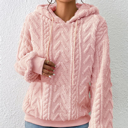 Dames Teddy Hoodie Geometrisch Patroon Zacht en Warm
