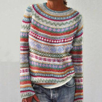 Dames Trui Nordic Motief Multi Kleur Ragna