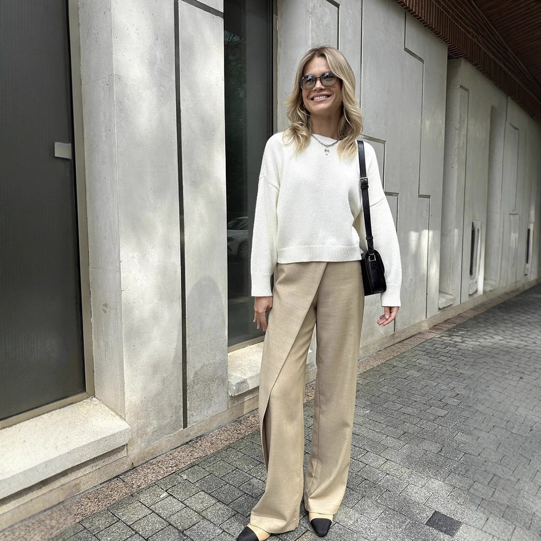 Dames Trui Gebreid Zacht Basic Ronde Hals
