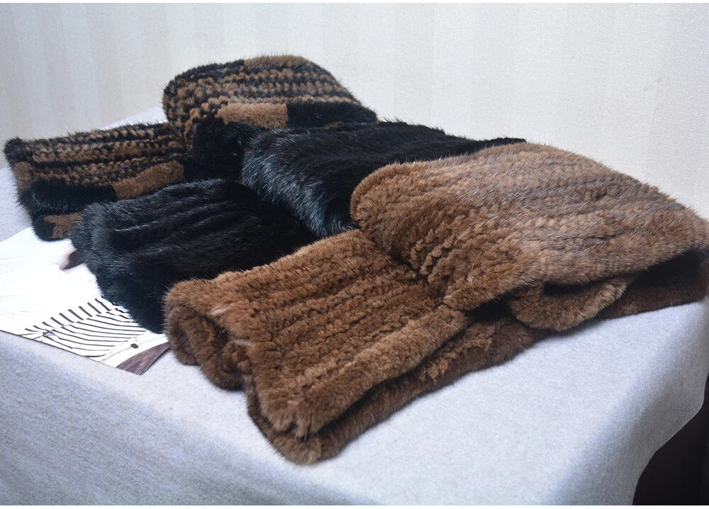 Gebreide Sjaal Warm en Stijlvol Nertsbont Look