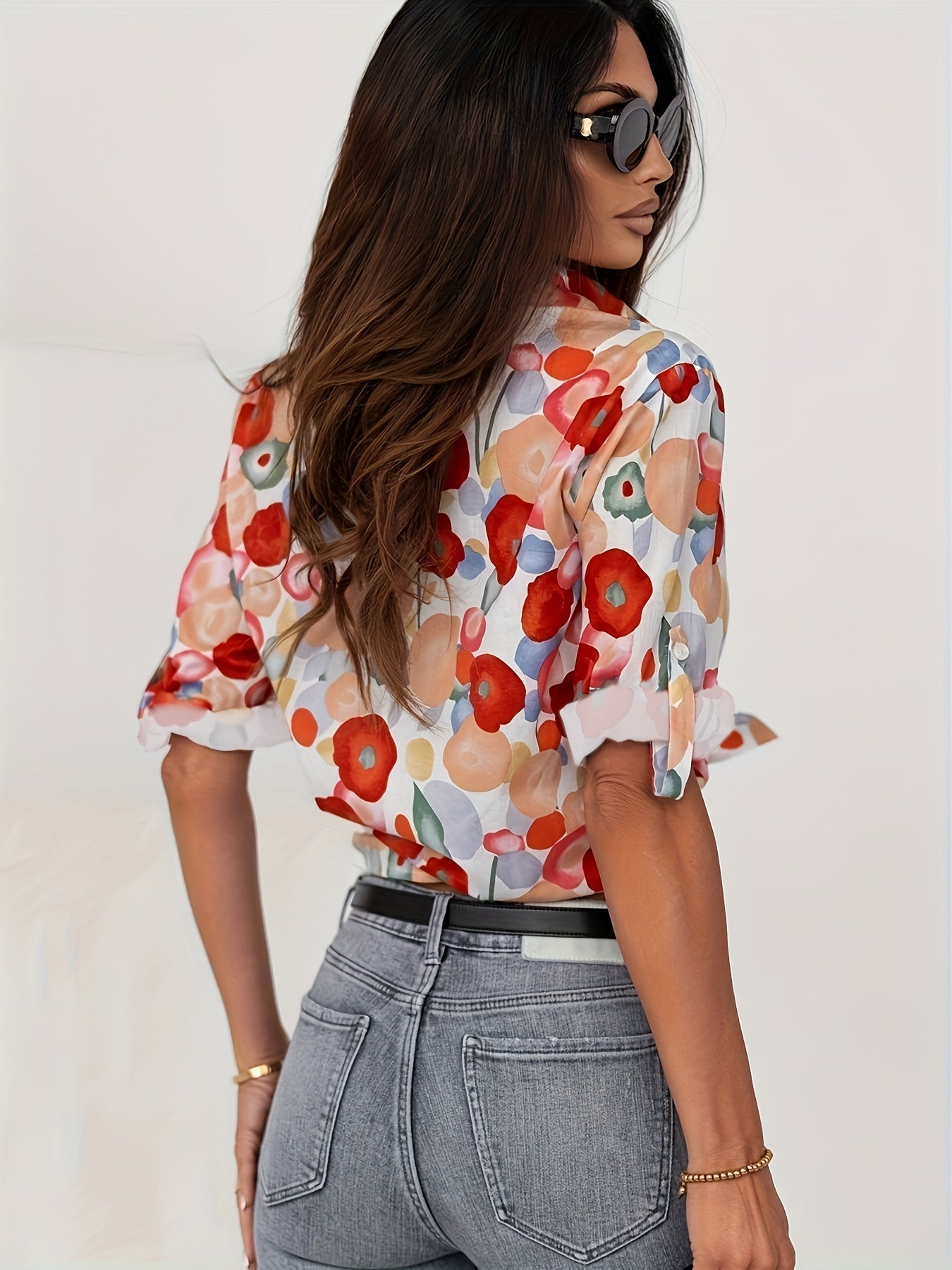 Vrouwelijke Blouse Lange Mouwen Klassiek Elegante Stijl