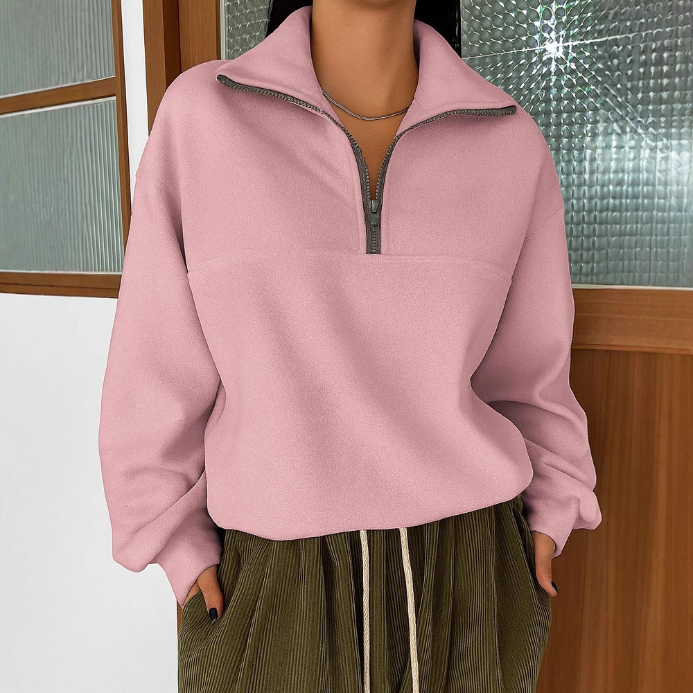 Dames Sweatshirt Sportief Warm met Rits en Kap