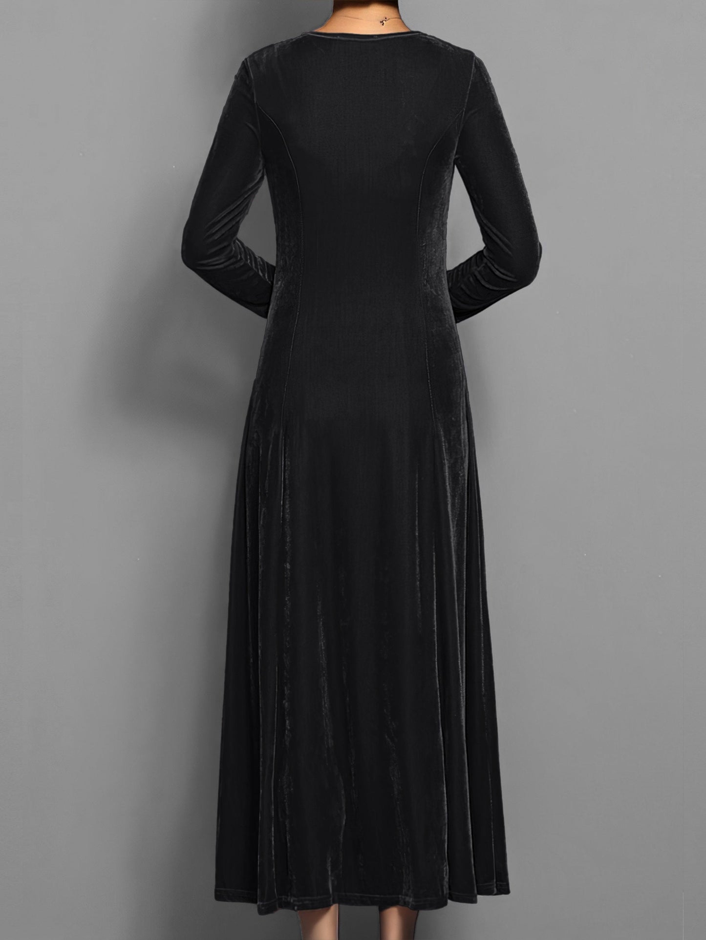 Dames Midi Jurk met Lange Mouwen – Effen, Stijlvol & Elegant – Ideaal voor de Herfst