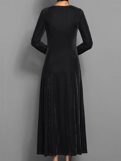 Dames Midi Jurk met Lange Mouwen – Effen, Stijlvol & Elegant – Ideaal voor de Herfst