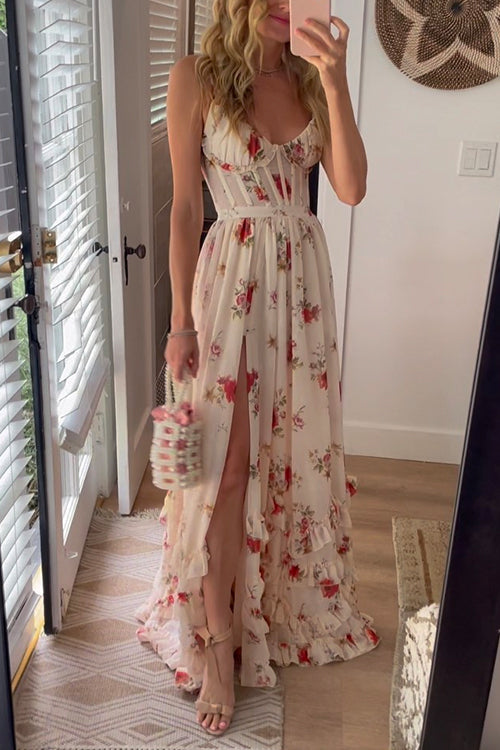 Dames Lange Jurk Met Bloemenprint Stijlvol