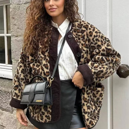 Dames Teddyjas Leopard Print Zacht en Stijlvol - Mode Vibes