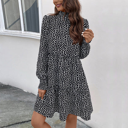 Dames Babydoll Jurk met Bloemenprint en Plooi Details