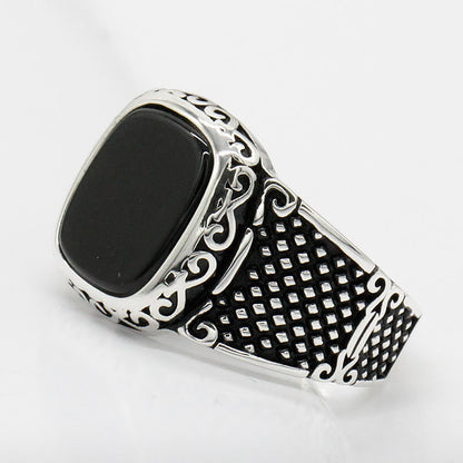 Zilveren Heren Ring met Zwarte Onyx Steen