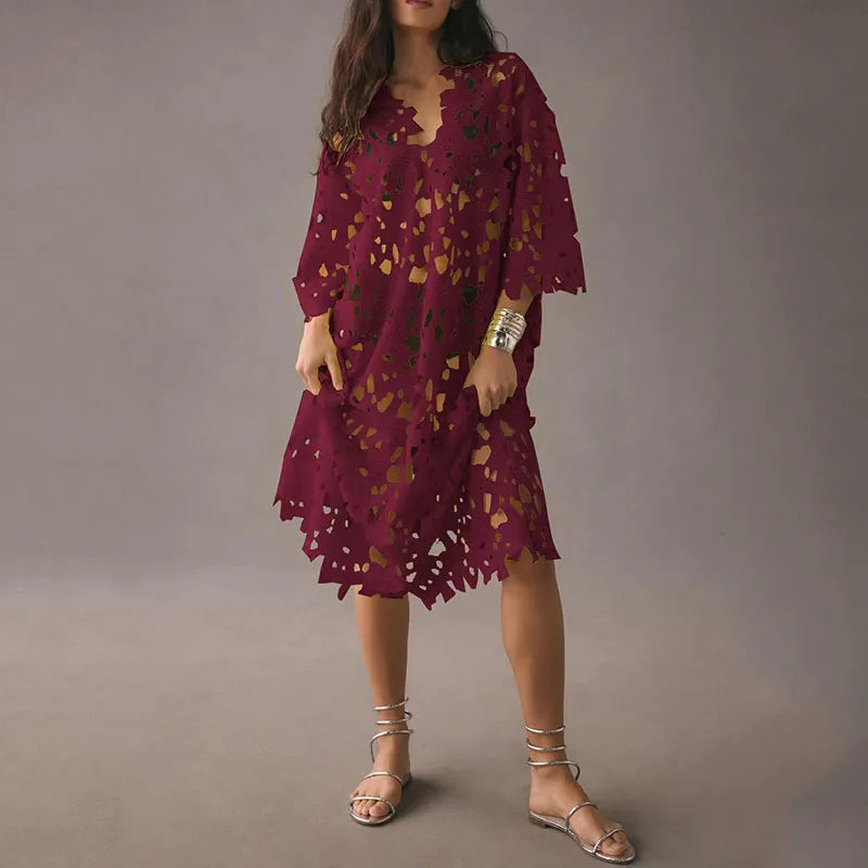 Bloemen Midi Jurk met Oogjesveter Zomerjurk Vrouw