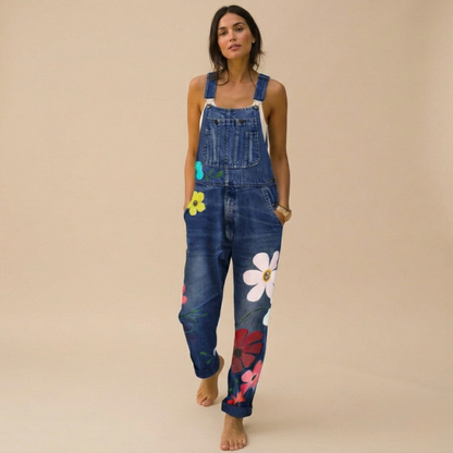 Eliza | Bloemenprint denim jumpsuit