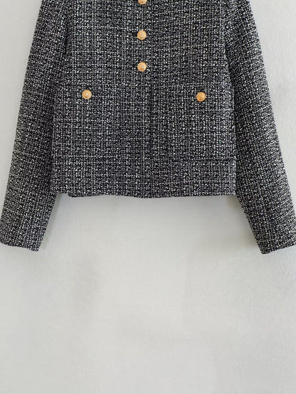 Dames Jas Bouclé Gouden Knopen Luxe Bessie