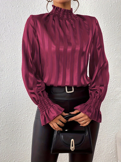 Dames Blouse Lange Mouwen Satijn met Plooien