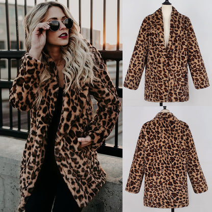 Dames Faux Fur Jas Leopard Print Luxe Blancha