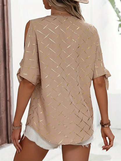 Vrouwelijke Blouse Korte Mouwen Zomerse Stijl