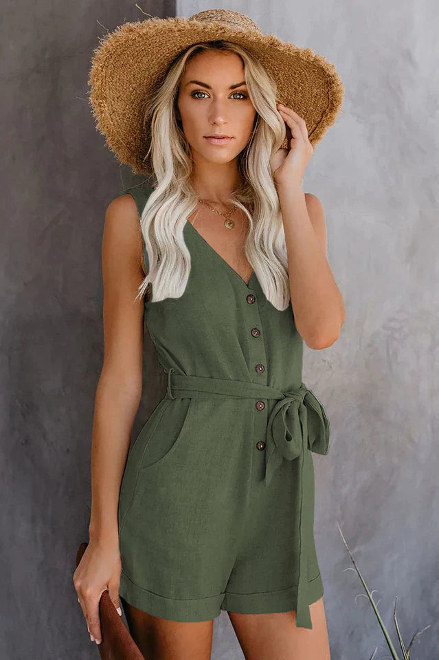 Jumpsuit voor Vrouw met Strik voor en Rits Sluiting