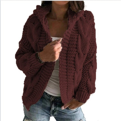 Dames Vest met Capuchon Gebreid Kabelpatroon