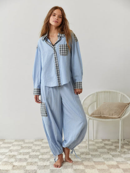 Geruite Pyjamaset voor Vrouw Casual Chic Losse Delen - Mode Vibes